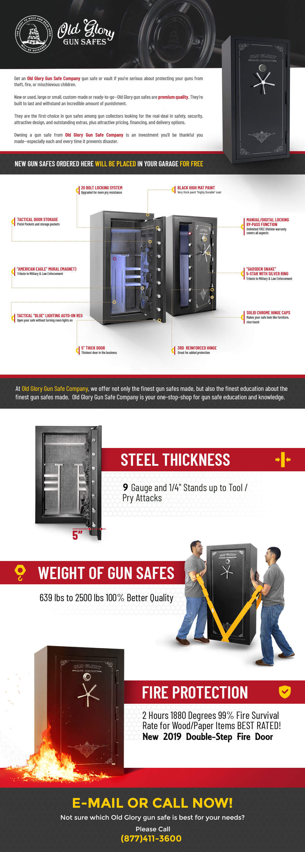 Old Glory gun safes feature more fire protection, thicker steel, and free lighting
